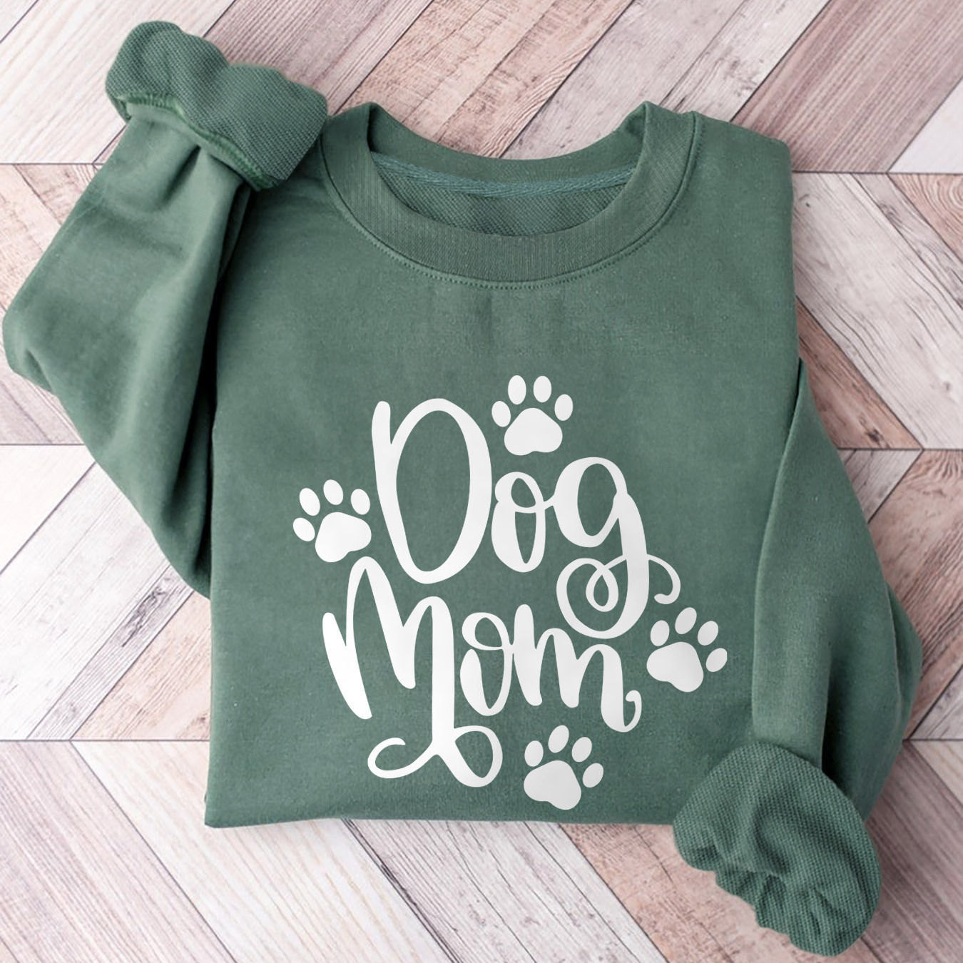 

Casual Dog Mom Alphabet Print Long Sleeve Crew Neck Sweatshirt - 100% Polyester Knitted Fabric - Spring/fall Season - Comfortable Pullover Style