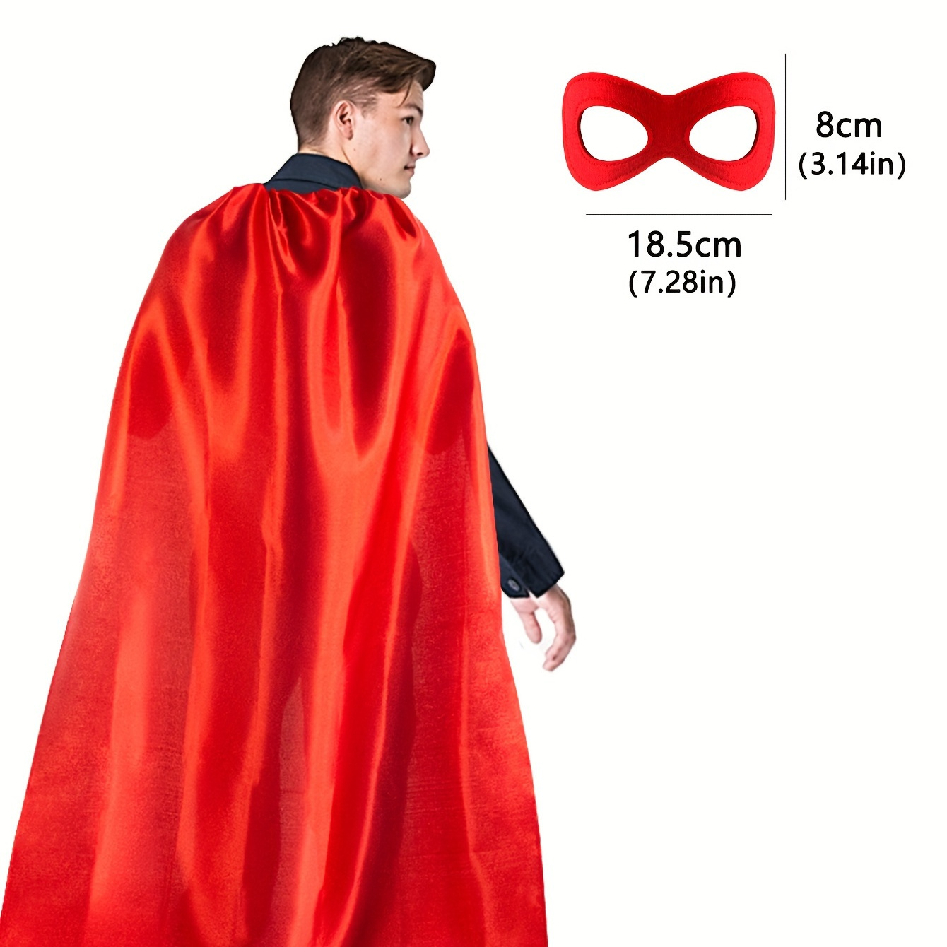 

Men's Red Superhero Cape With Matching Mask Set, Stage Performance Costume Accessories For Dress-up Parties And Spirit Days