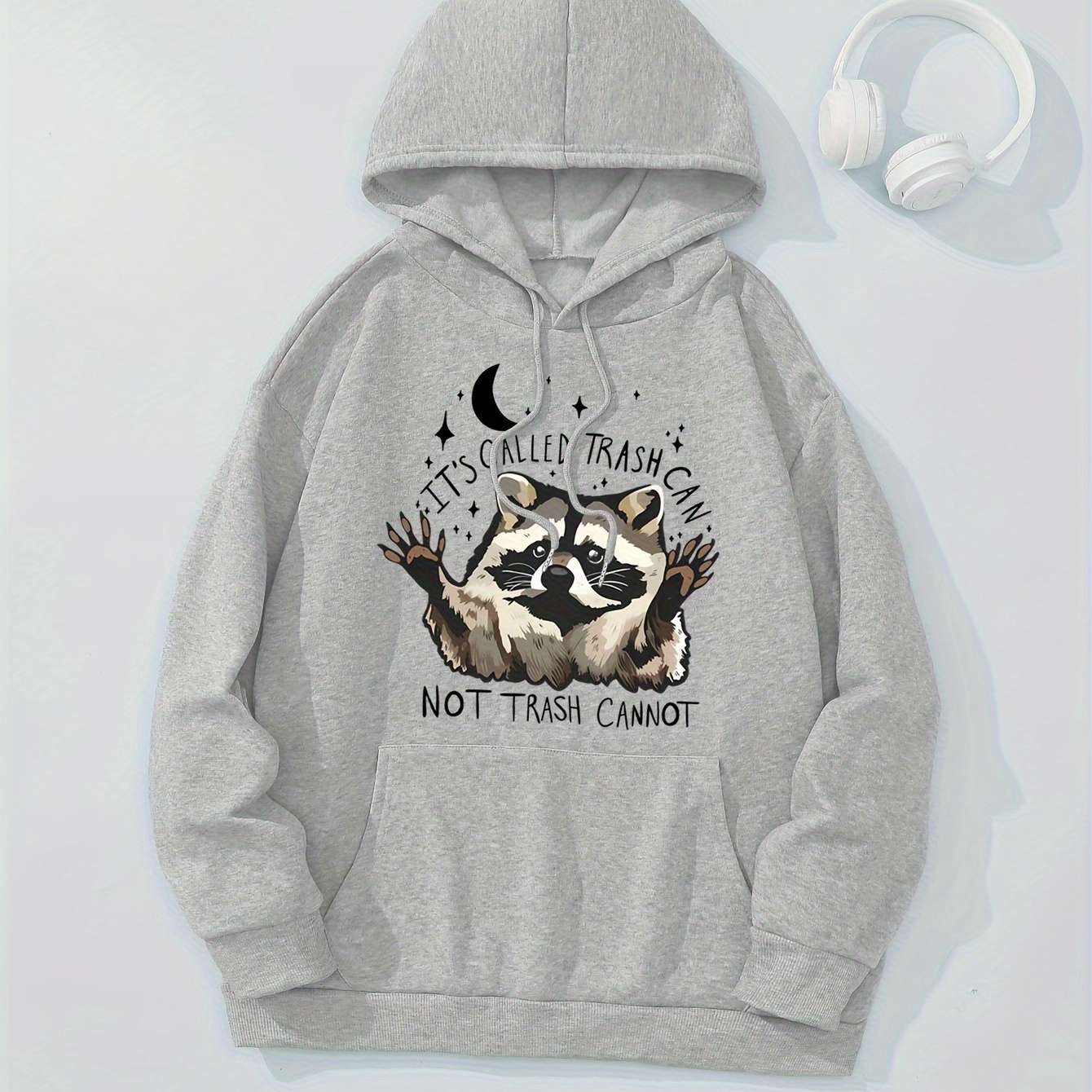 

Raccoon Print Hoodie, Drawstring Casual Hooded Sweatshirt For Fall & Winter, Women's Clothing