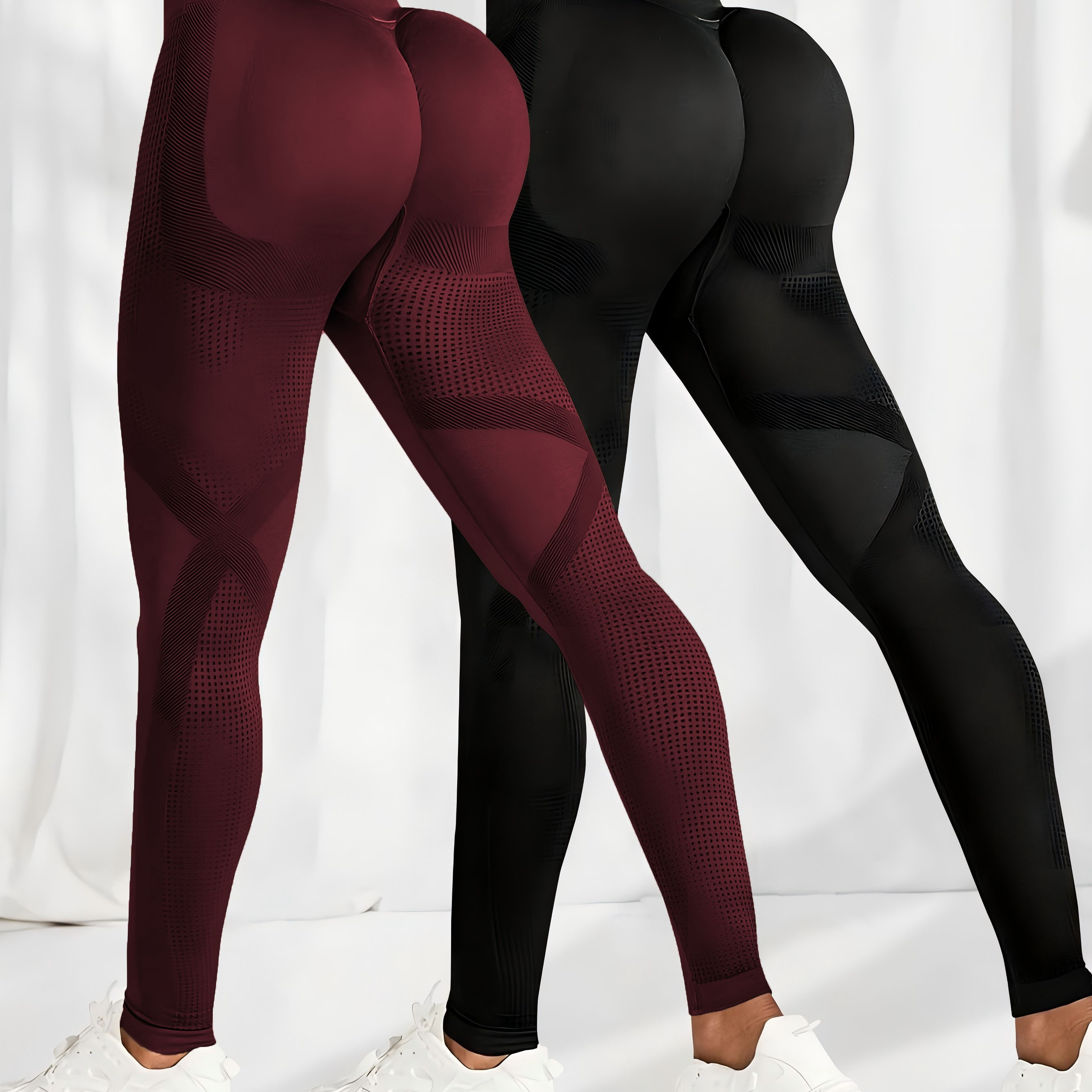 

2pcs Women's High-waist Seamless Leggings - Butt Lifting, Stretchy Activewear Pants For Fitness & Training