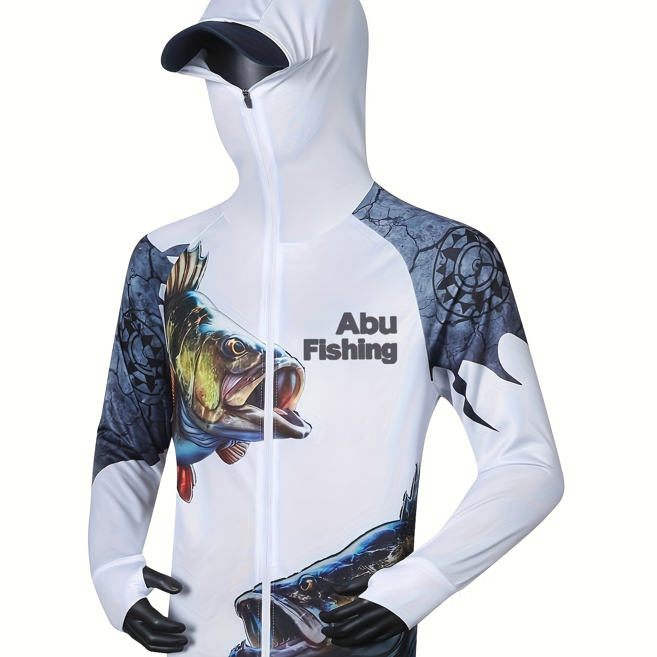 

Men's Sun Protection Hooded Jacket, Mid Stretch Quick Dry Long Sleeve Rash Guard For Fishing Hiking Outdoor