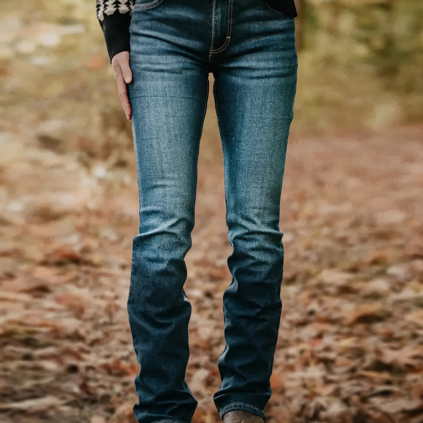 

Vintage-inspired Slim Jeans For Women - Mid-rise, Stretch Denim With Button Detail, Wear