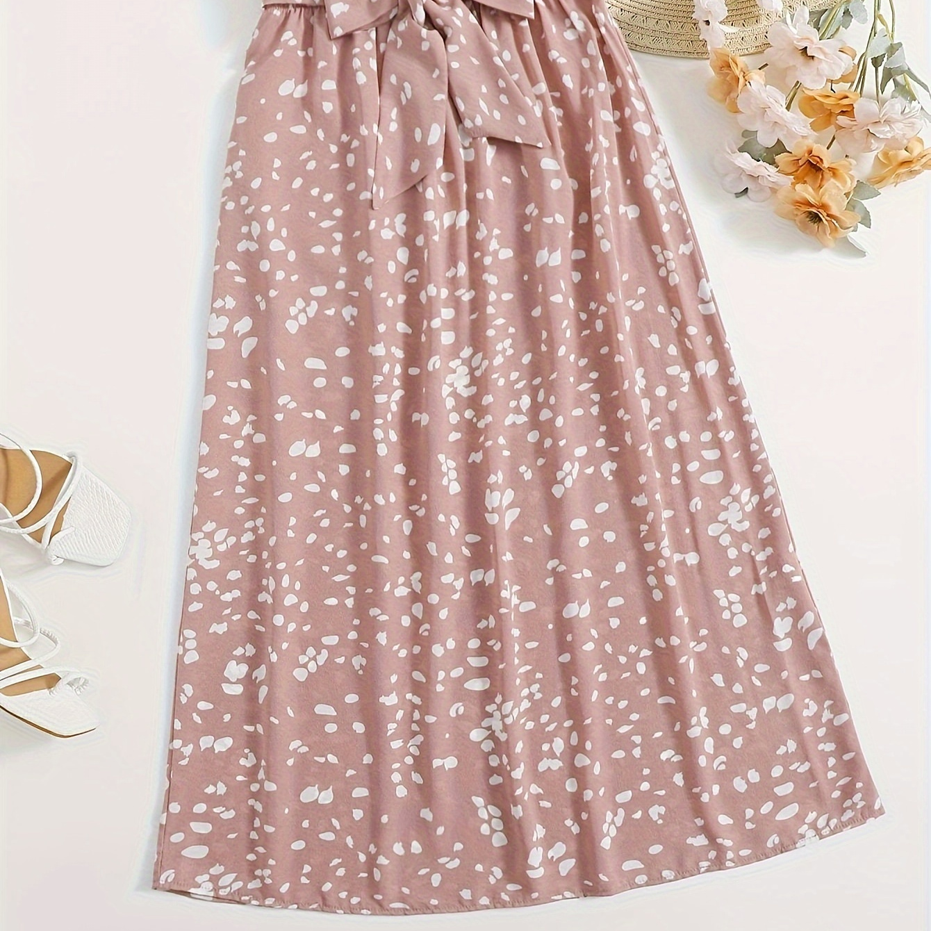 

Dalmatian Print Knot Waist Skirt, Casual A-line Skirt For Spring & Summer, Women's Clothing