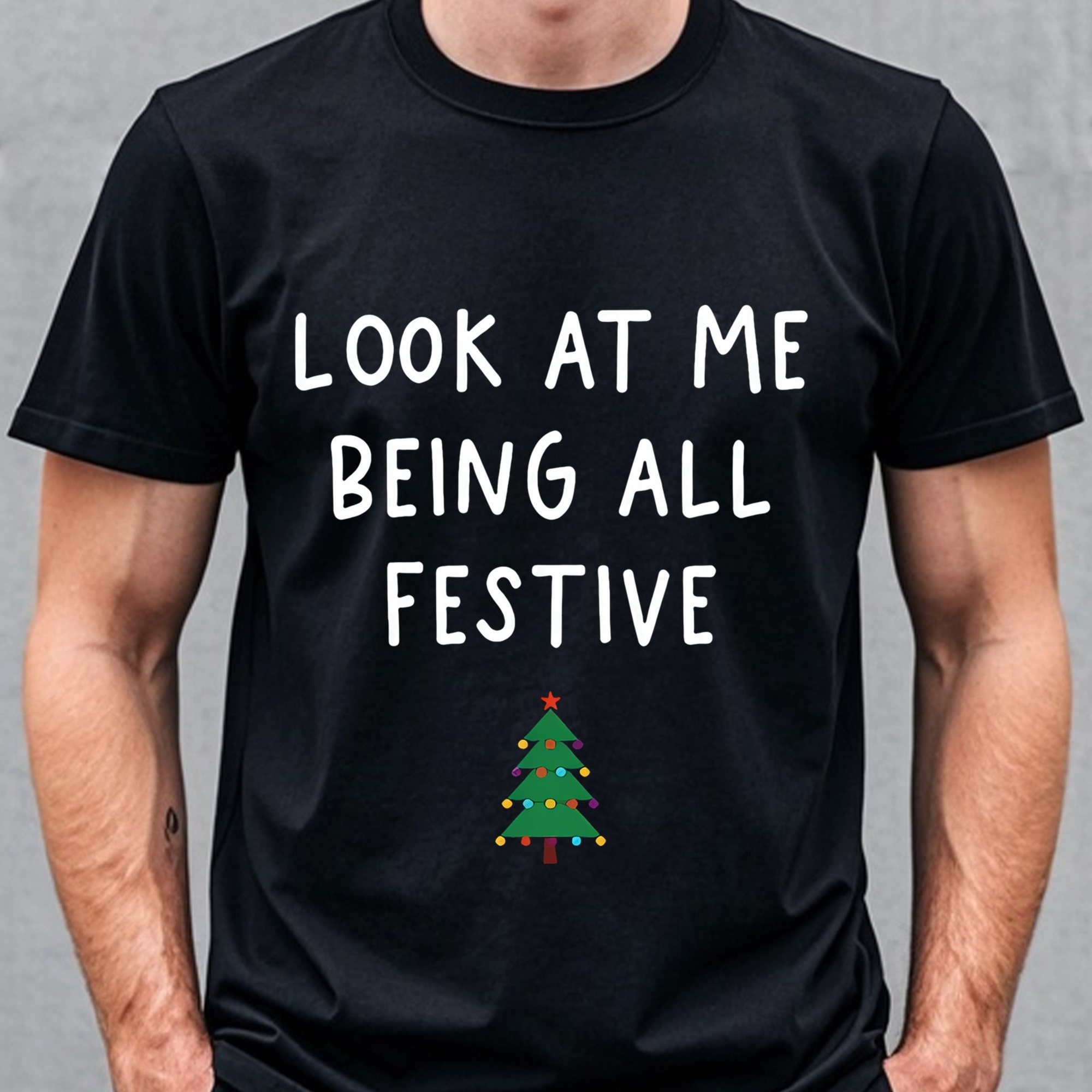 

Being All Festive Men's Cotton T-shirt Funny T-shirt Crew Neck Casual T-shirt Soft 100% Cotton Running Hiking Weekend Casual Gym-friendly