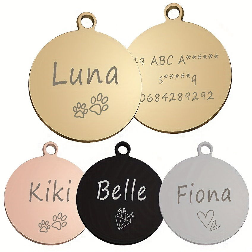 10pcs Blank Pet ID Tags Metal Round Dog Tags Titanium Steel Metal Dog  Identity Tags 