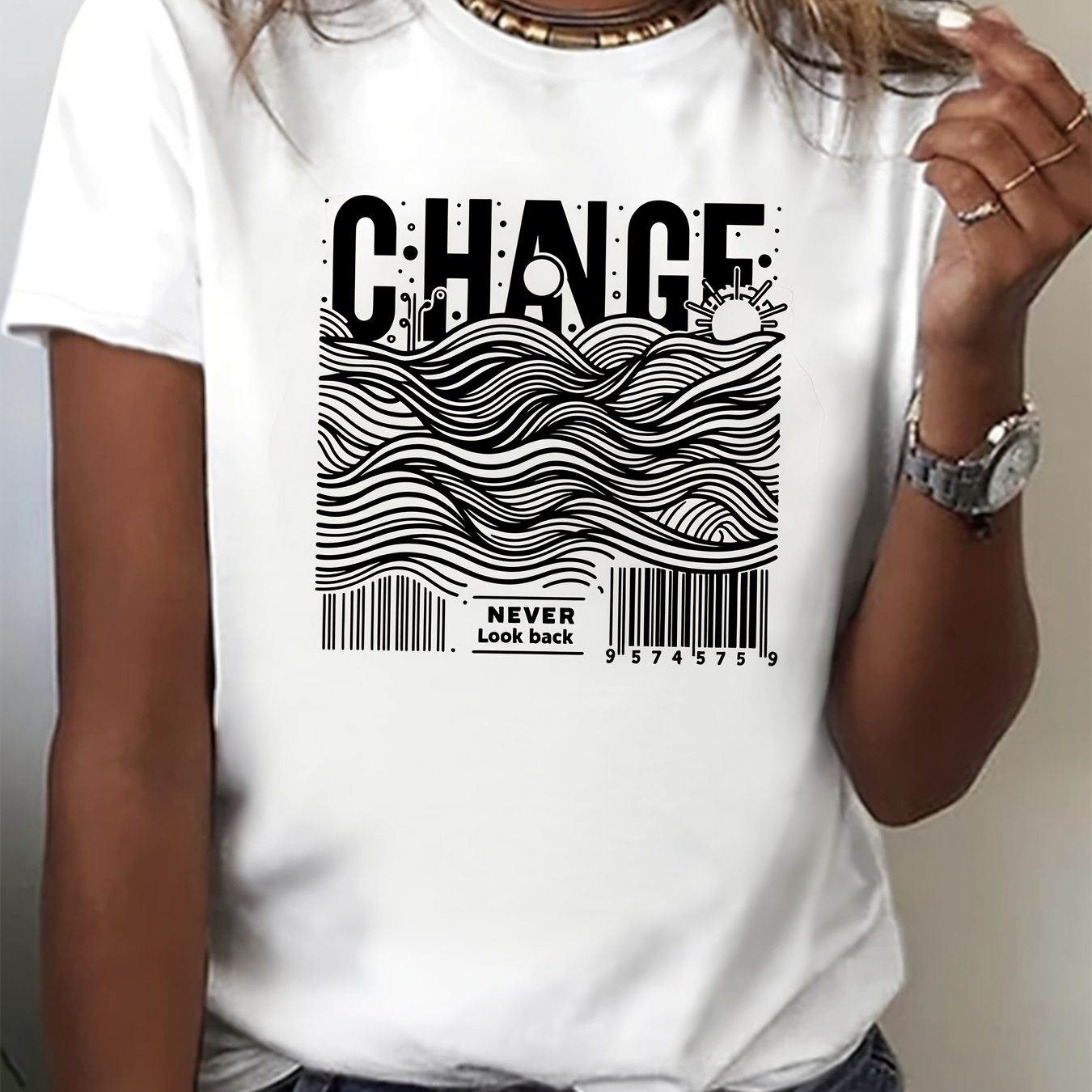 

Graphic & Letter Print T-shirt, Short Sleeve Crew Neck Casual Top For Spring & Summer, Women's Clothing