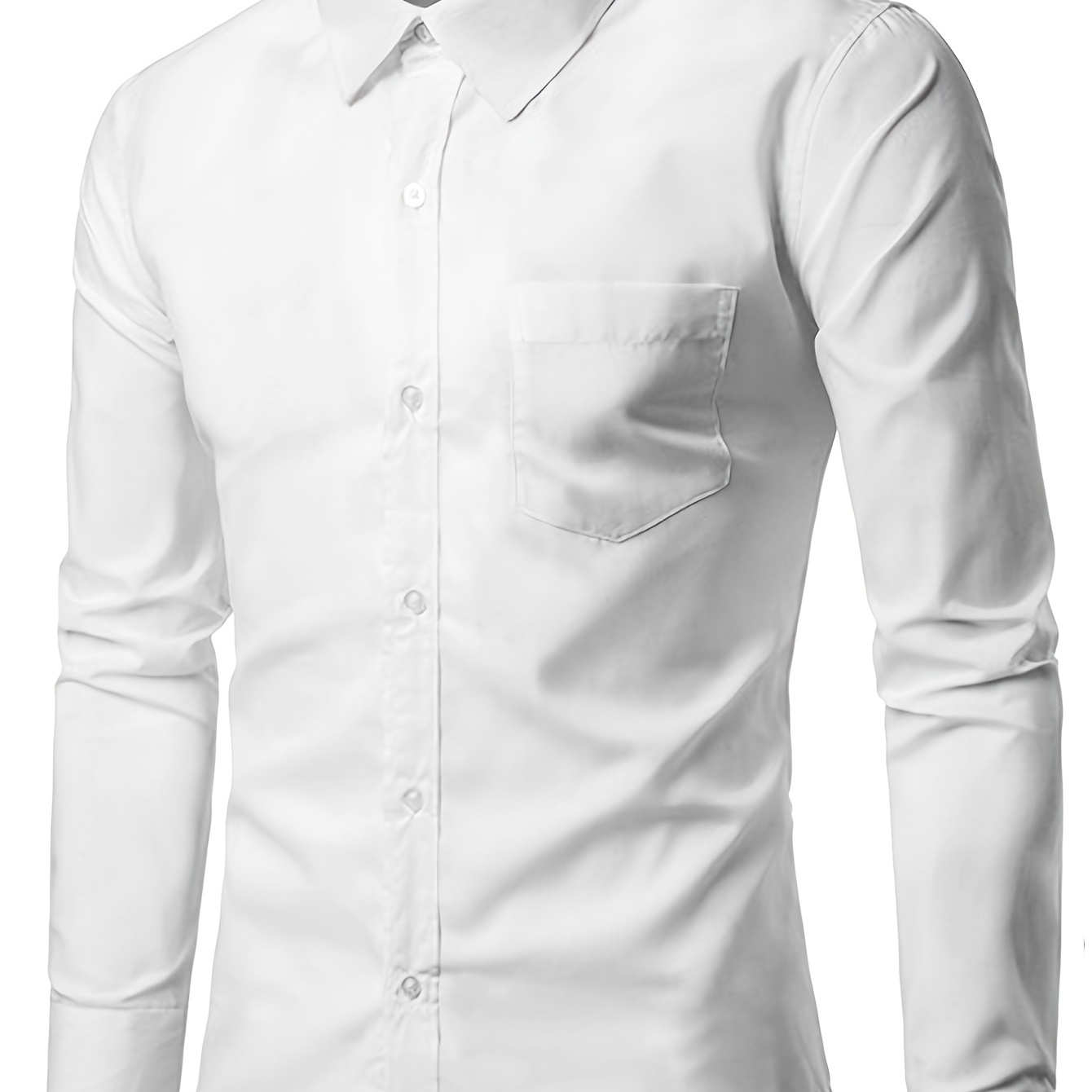 

Chemise Habillée À Manches Longues Unie Pour Homme, Parfaite Pour Les Occasions Professionnelles Et Le Quotidien Au Bureau