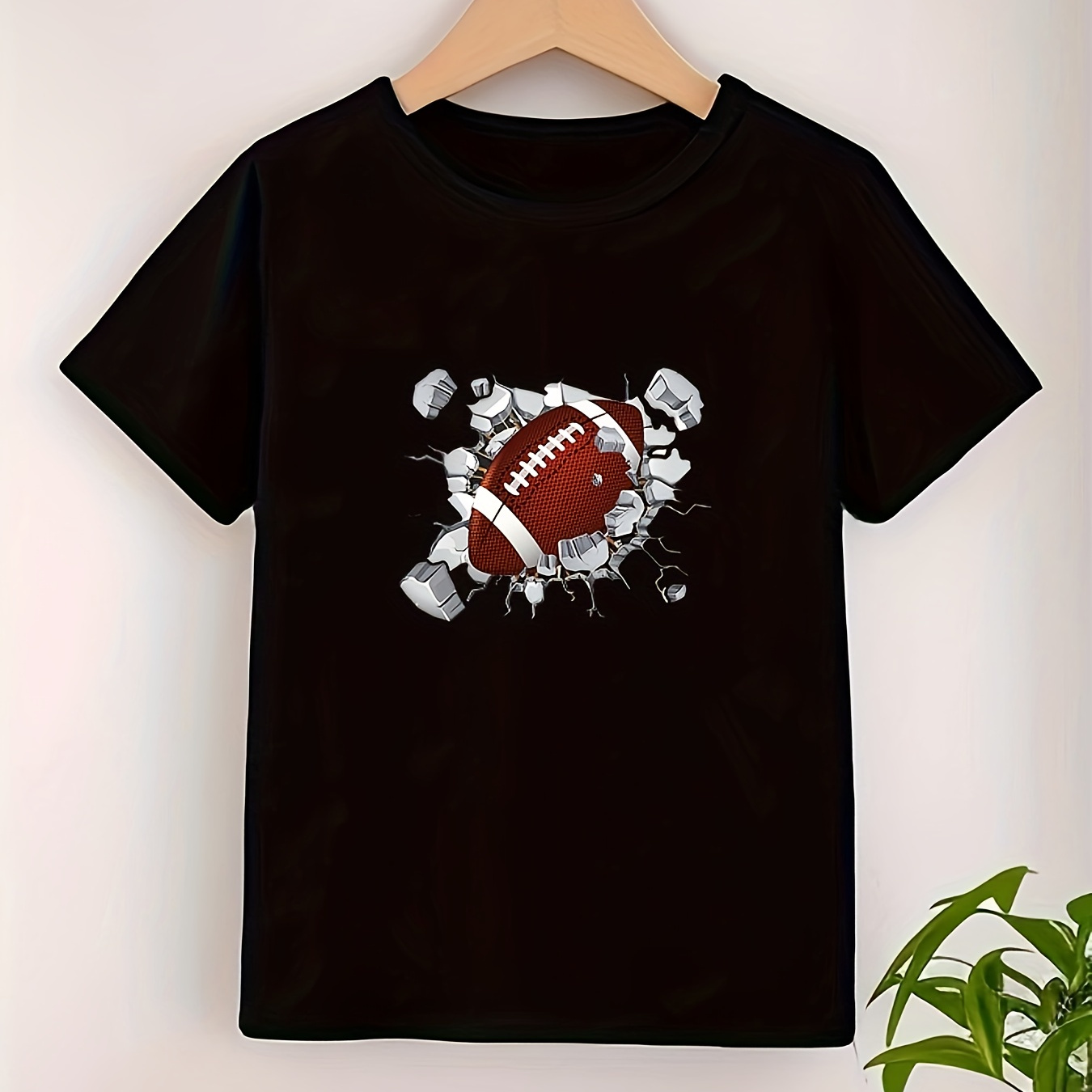 

Cartoon Football Graphic Print Tee, Boys Casual & Trendy T-shirt For Spring & Summer, Boys Clothes For Outdoor Activities