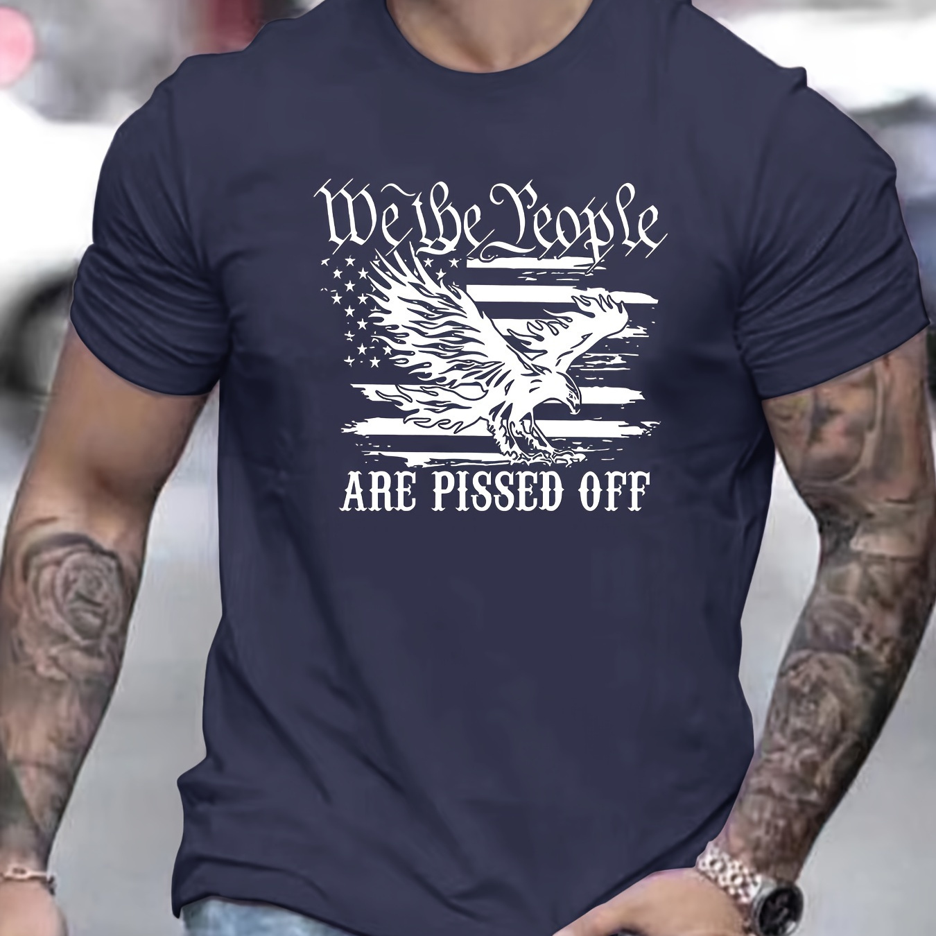 

We The People... Print T Shirt, Tees For Men, Casual Short Sleeve T-shirt For Summer