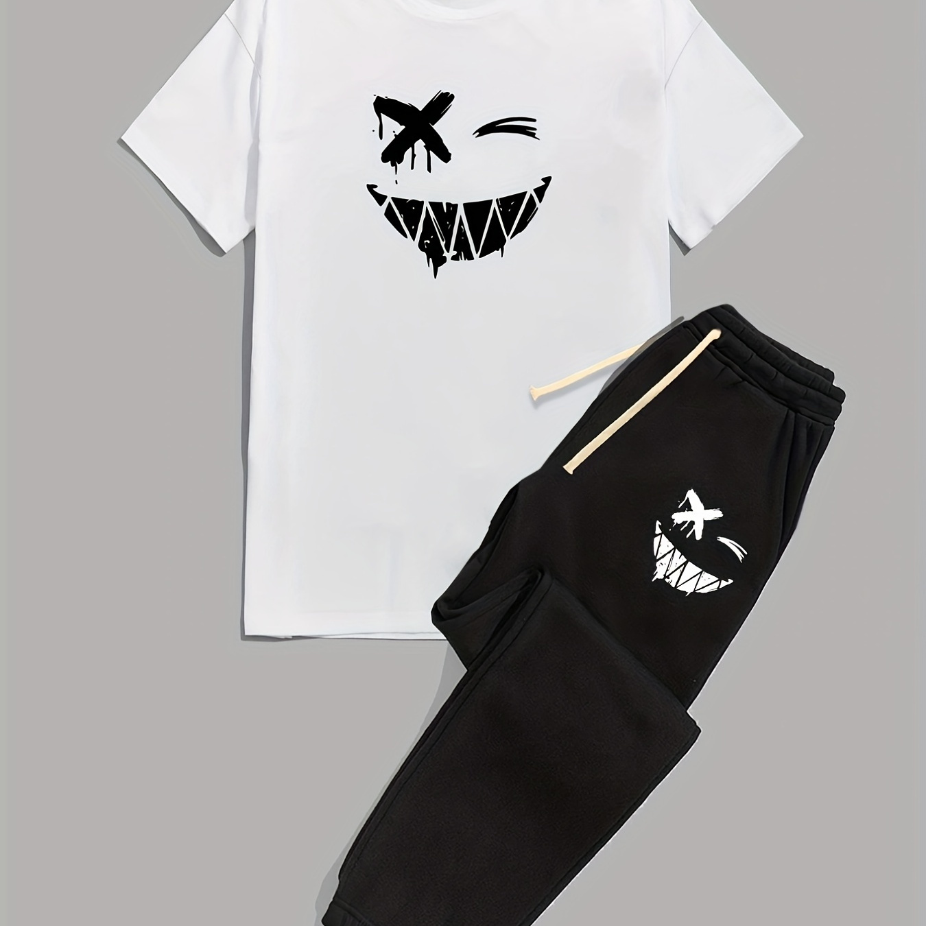 

- Outfit Set, Round Tee And Drawstring Sweatpants