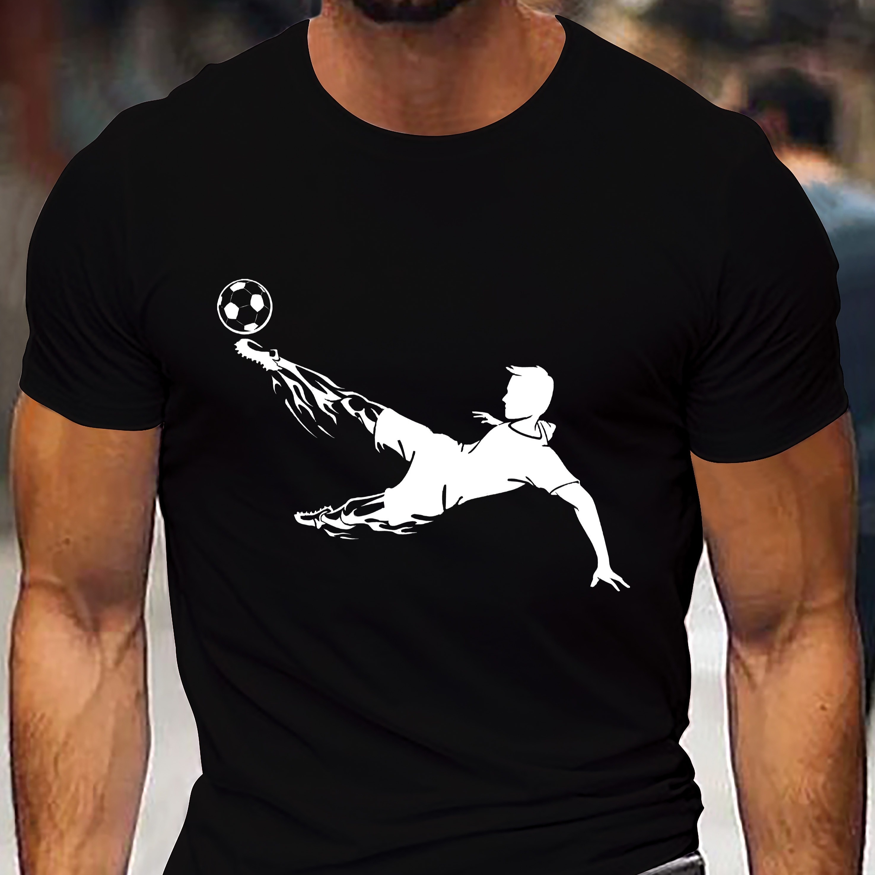 

Football Boy Print T-shirt For Men, Casual Short Sleeve T-shirt For Summer