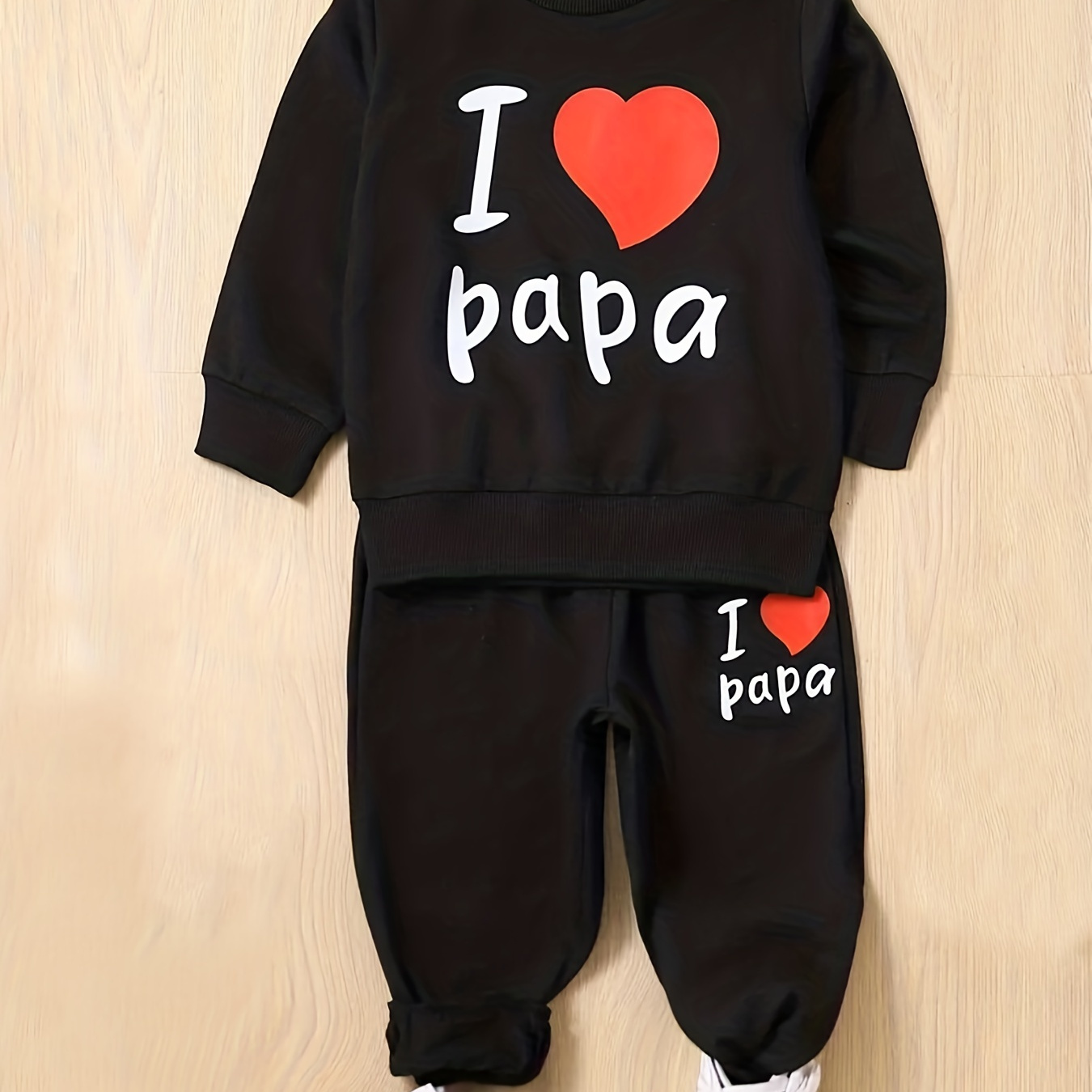 

Boy's I Love Papa Print 2pcs, Sweatshirt & Sweatpants Set, Casual Outfits, Kids Clothes For Spring Fall Father's Day