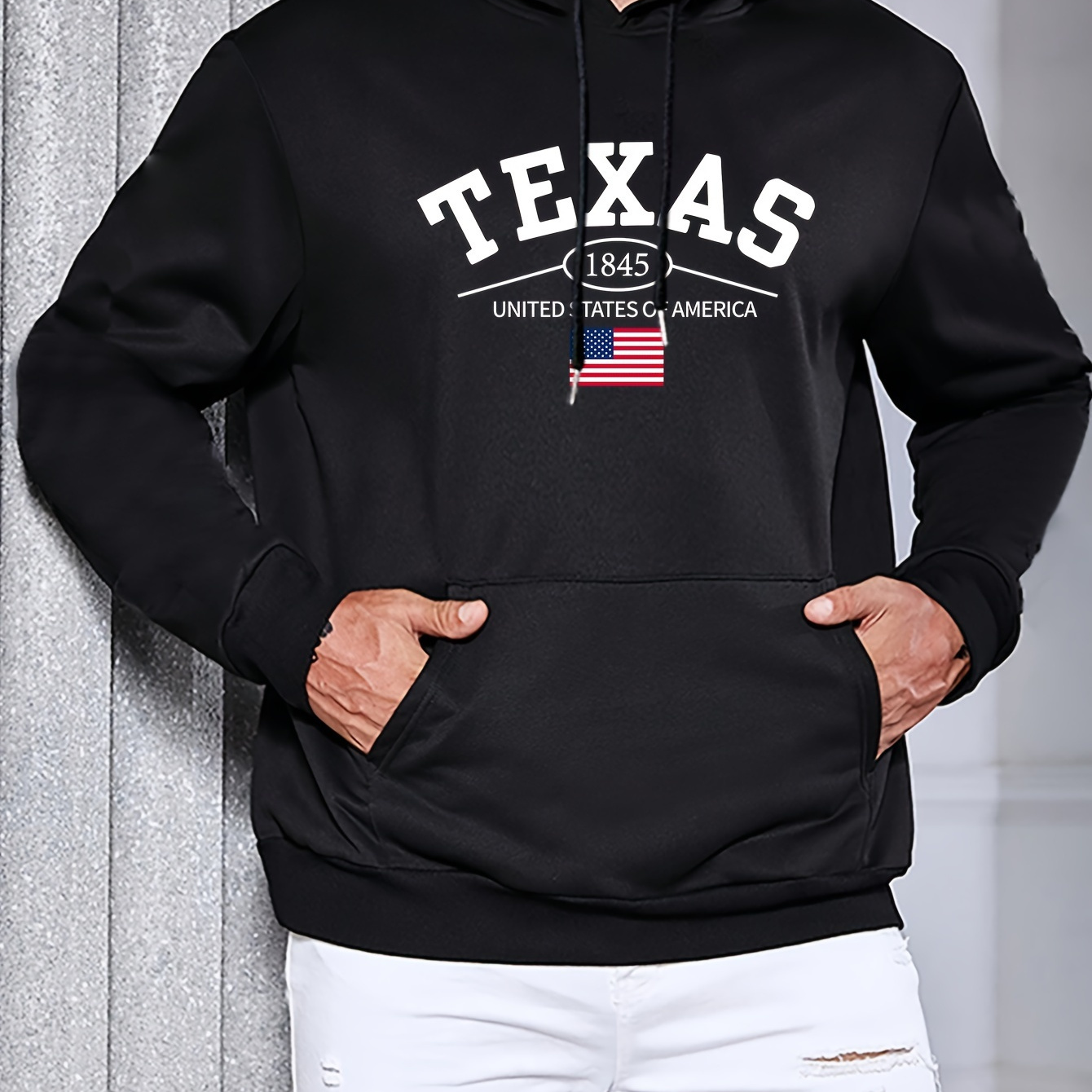 

Men's Texas Graphic Hoodie - Casual Polyester 100% Knit Fabric With Slight Stretch, Long Sleeve, Hooded Pullover With Pocket