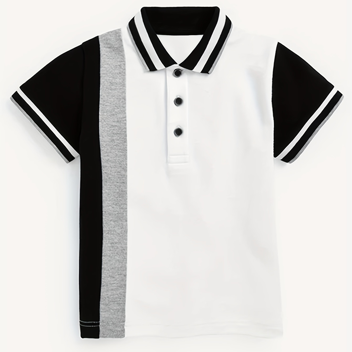 

Boy's Stylish Color Block Lapel Shirt, Casual Short Sleeve Comfy Summer Top Clothing