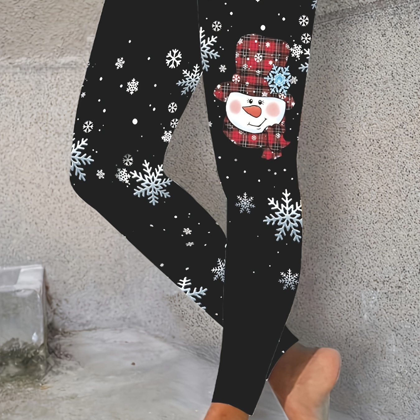 

Women's Christmas Print Leggings - Stretchy & Comfortable, Casual High-waist Tights For Casual Attire