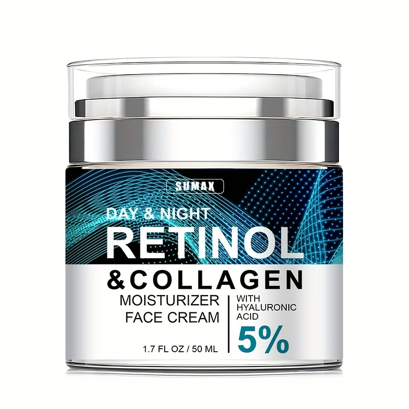 Retinol & Collagen Moisturizer Face Cream - Day & Night Moisturizing Cream To Smooth Wrinkles - Neck & Décolleté Cream With Collagen & Hyaluronic Acid - Skin Care Facial Moisturizer For Women & Men