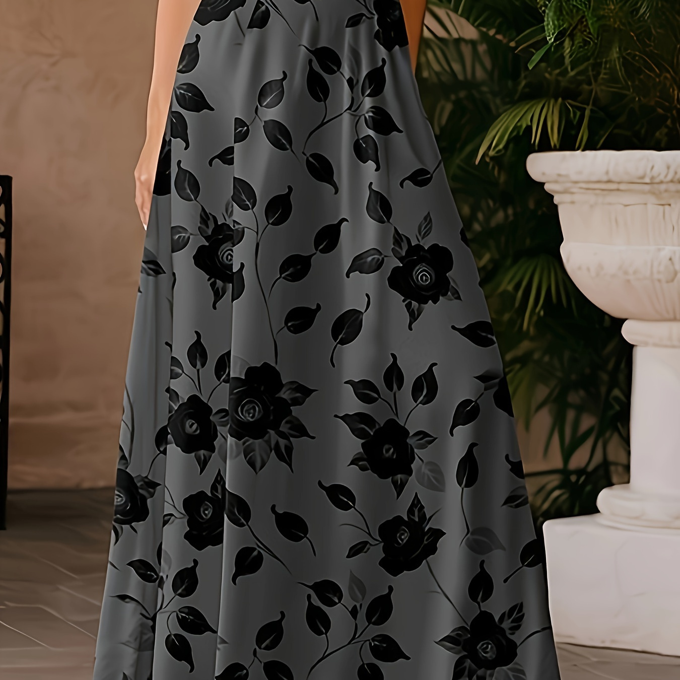 

Floral Print Elastic Waist Skirt, Casual A-line Ankle Length Skirt For Spring & Summer, Women's Clothing