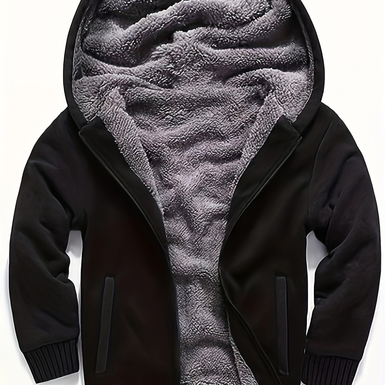 

Boys Hoodie Full Zip Up Fleece Kids Sherpa Lined Sweatshirt Winter Soft Warm Jacket