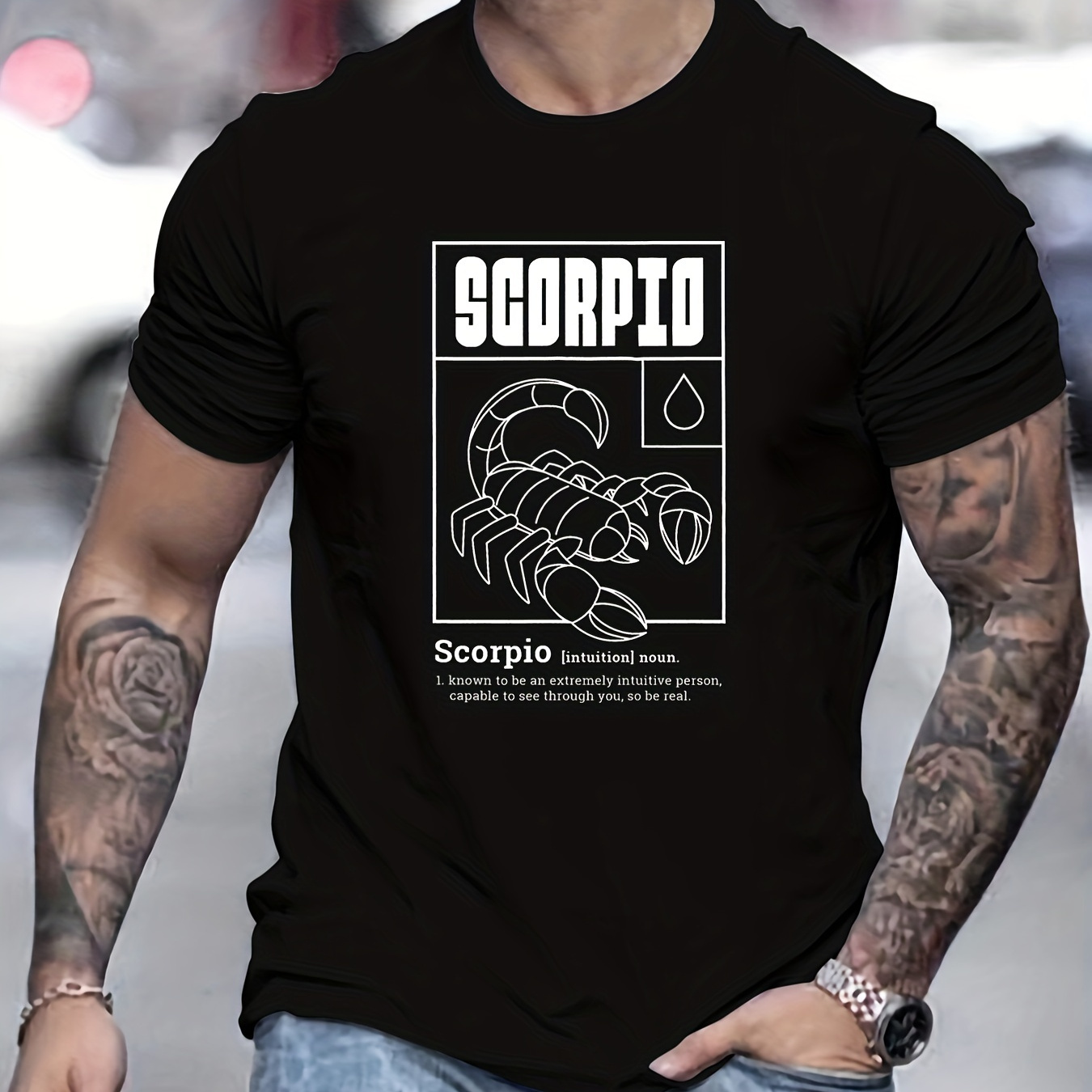

Scorpio Pattern Print Men's Comfy Chic T-shirt, Graphic Tee Men's Summer Outdoor Clothes, Men's Clothing, Tops For Men, Gift For Men