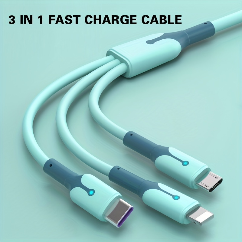 

3 In 1 5a Fast Charge Cable For Android Type-c, Soft Mobile Phone Charging Cable