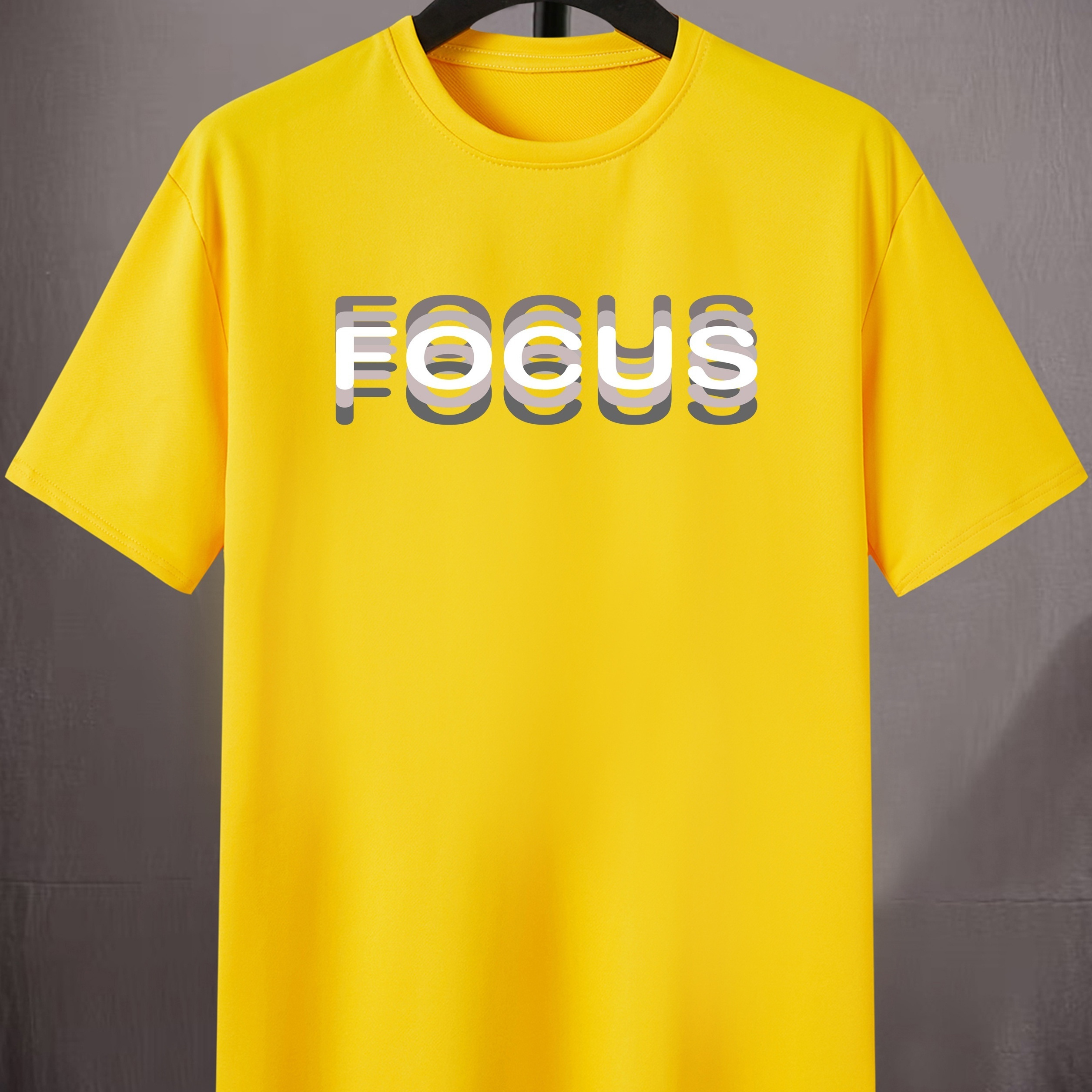 

Men's "focus" T-shirt, Round Neck Tee Casual Top Clothing, Spring And Summer