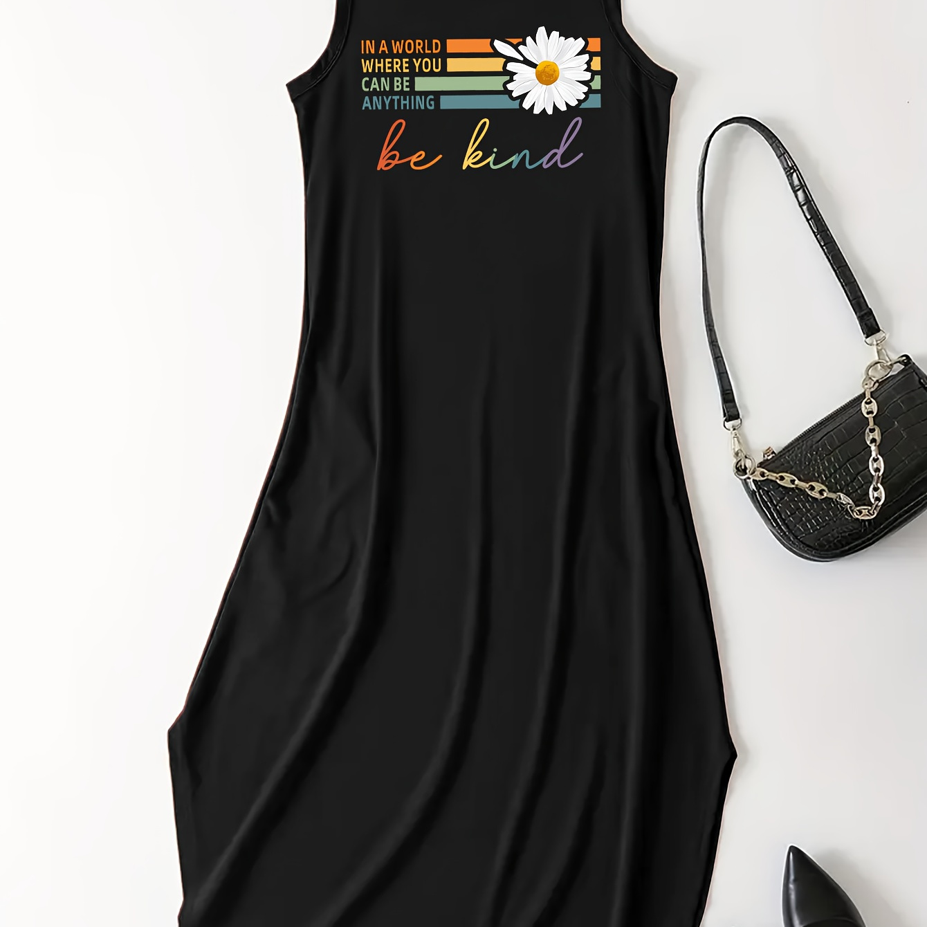 

Floral Print Dress, Casual Crew Neck Sleeveless Maxi Dress, Women's Clothing