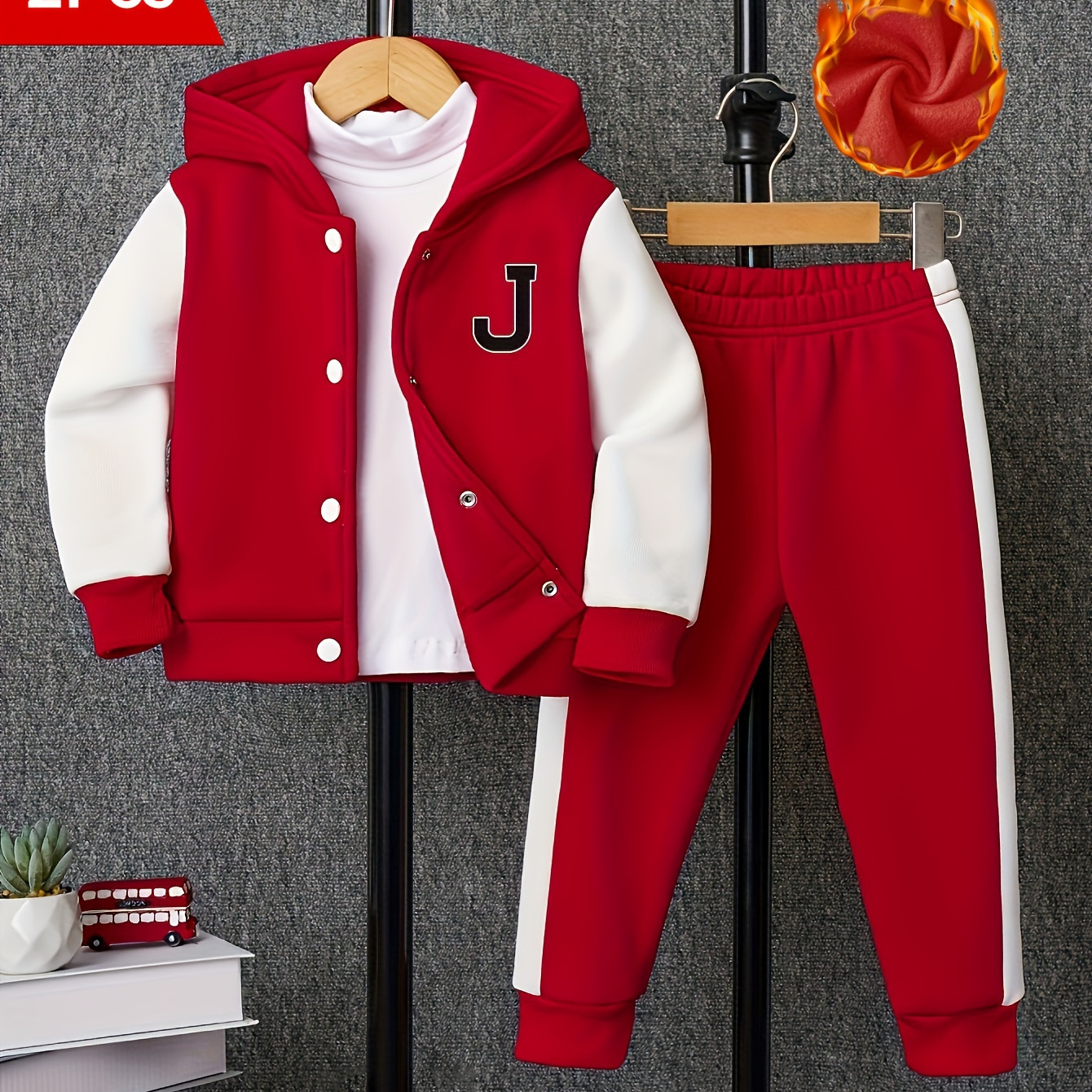 

2pcs Boys Long Sleeve Shoulder Hooded & Pants Outfit, Kids Clothing For Fall