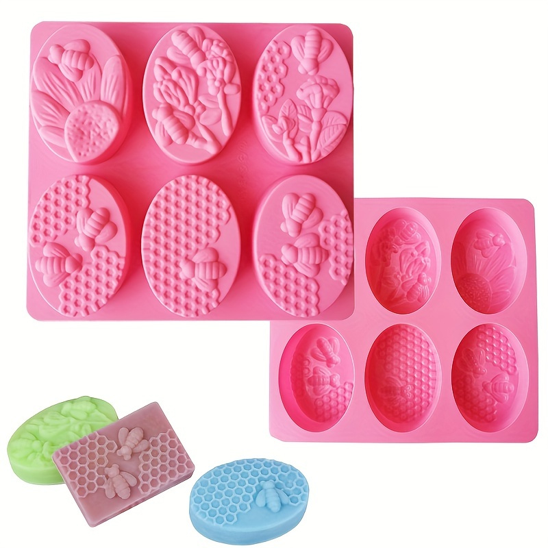 6 Bee-shaped Silicone Soap Molds, Oval Handmade Soap Silicone