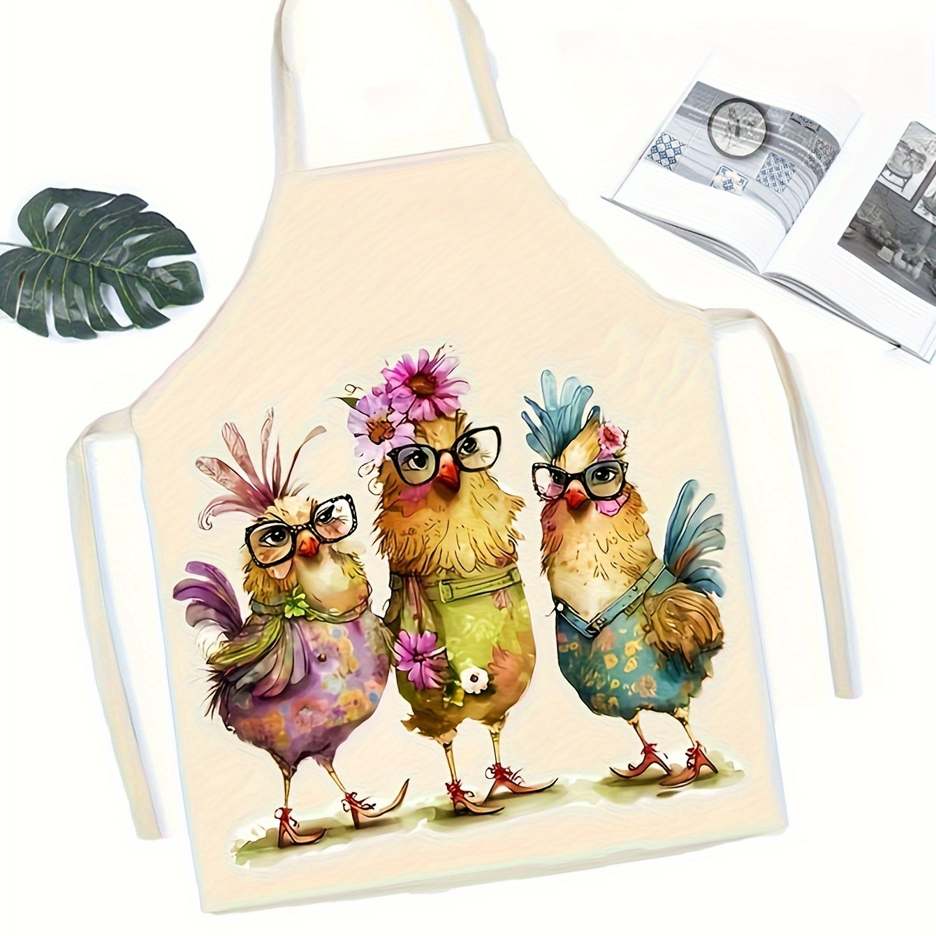 

Men's Chicken Graffiti Graphic Pattern Print Apron With Back Tie, Cute And Stylish Design For Cooking Wear