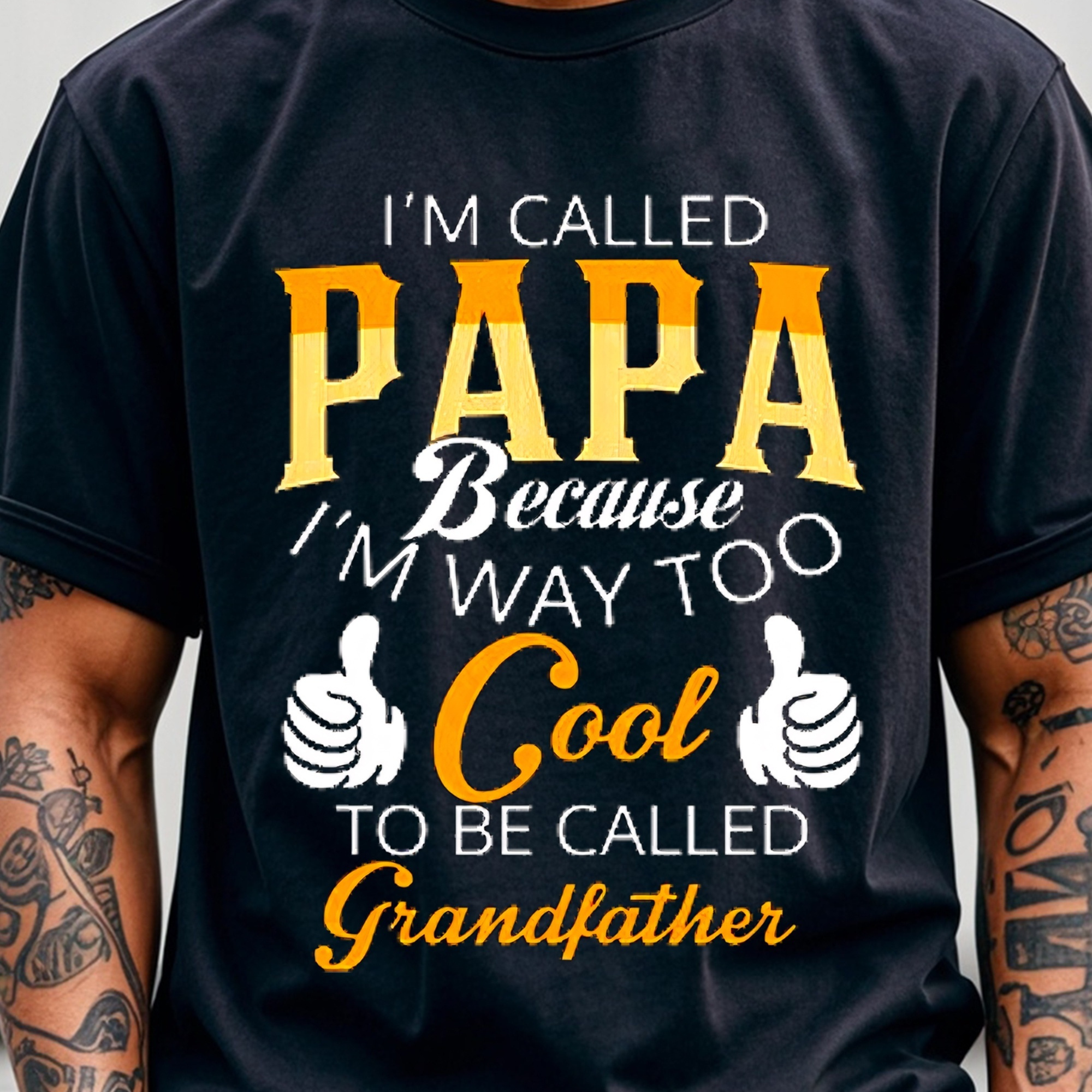 

They Because I'm Way Too Cool To Be Called Grandfather T-shirts For Men Mens T-shirts Cotton T-shirts For Men Funny T-shirts Crew Neck Casual T-shirt Soft 100% Cotton Gym-friendly Running