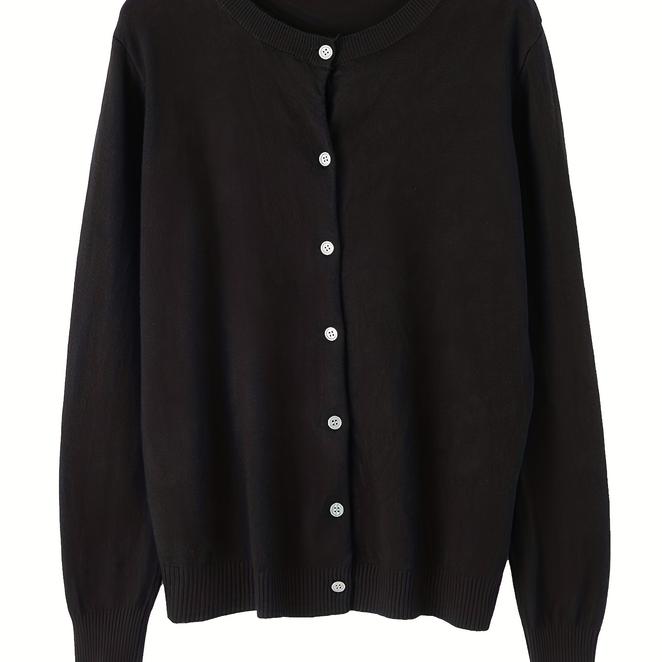 

Solid Button Front Knit Cardigan, Casual Long Sleeve Cardigan For Spring & Fall, Women's Clothing