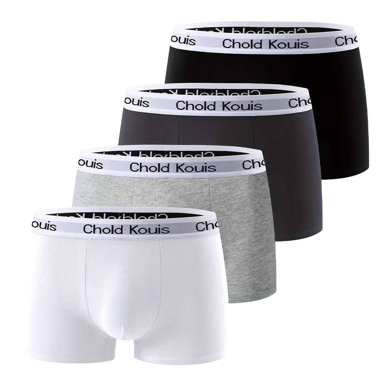 

Large Size 4 Pcs Men's Stylish Letter Print Boxer Briefs, Comfy & Antibacterial Underwear Set