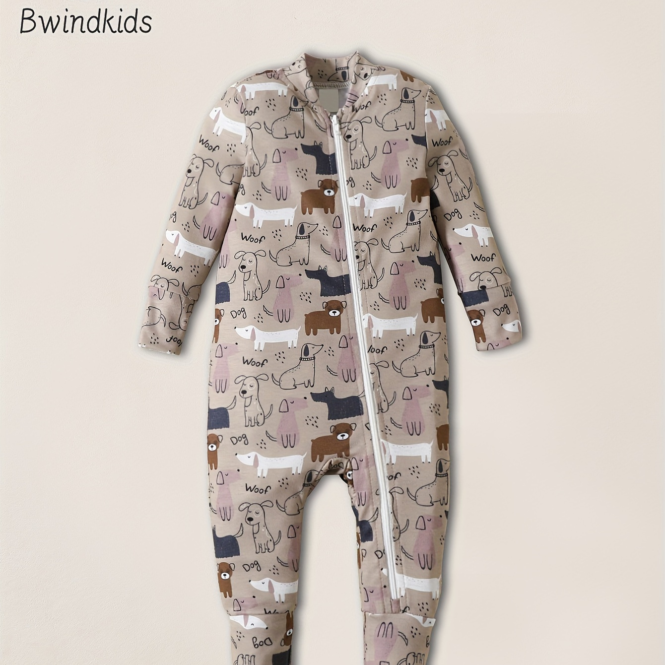 

's Dog Zip Up Long , Toddler & Infant Boy's Bodysuit For Fall