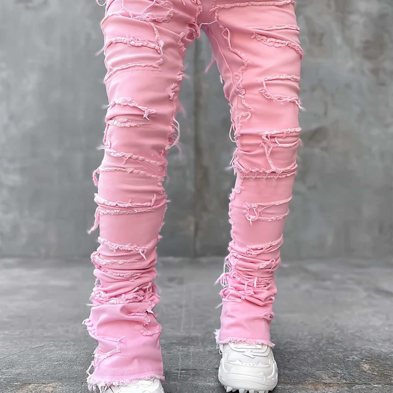 

Women's Creative Tassel Decorated Straight Jeans, Men's And Women's Casual Elastic Street Style Hip-hop Skateboard Rap Jeans For All Seasons
