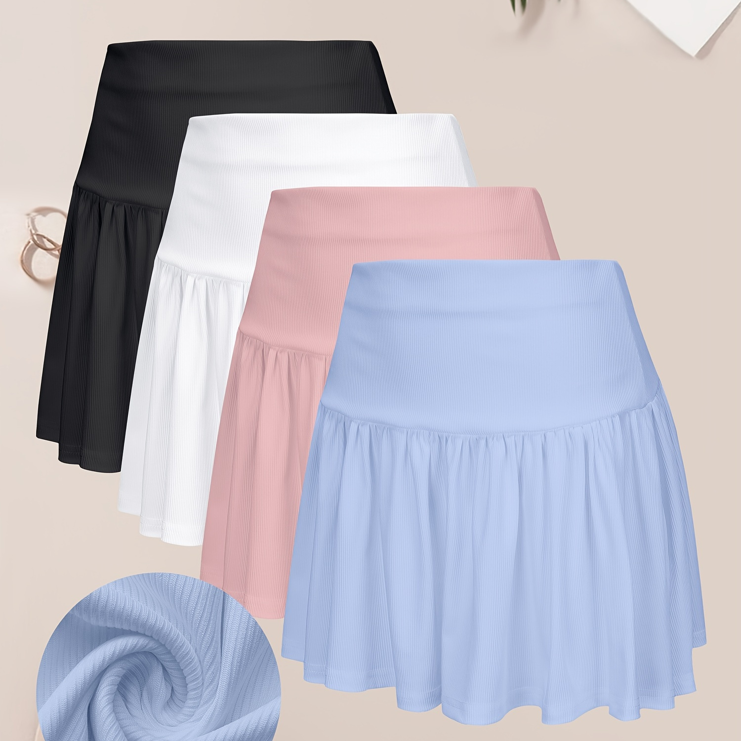 

Four-piece Set-q1 Women's Casual Sports Golf Tennis Home Pleated Skirt