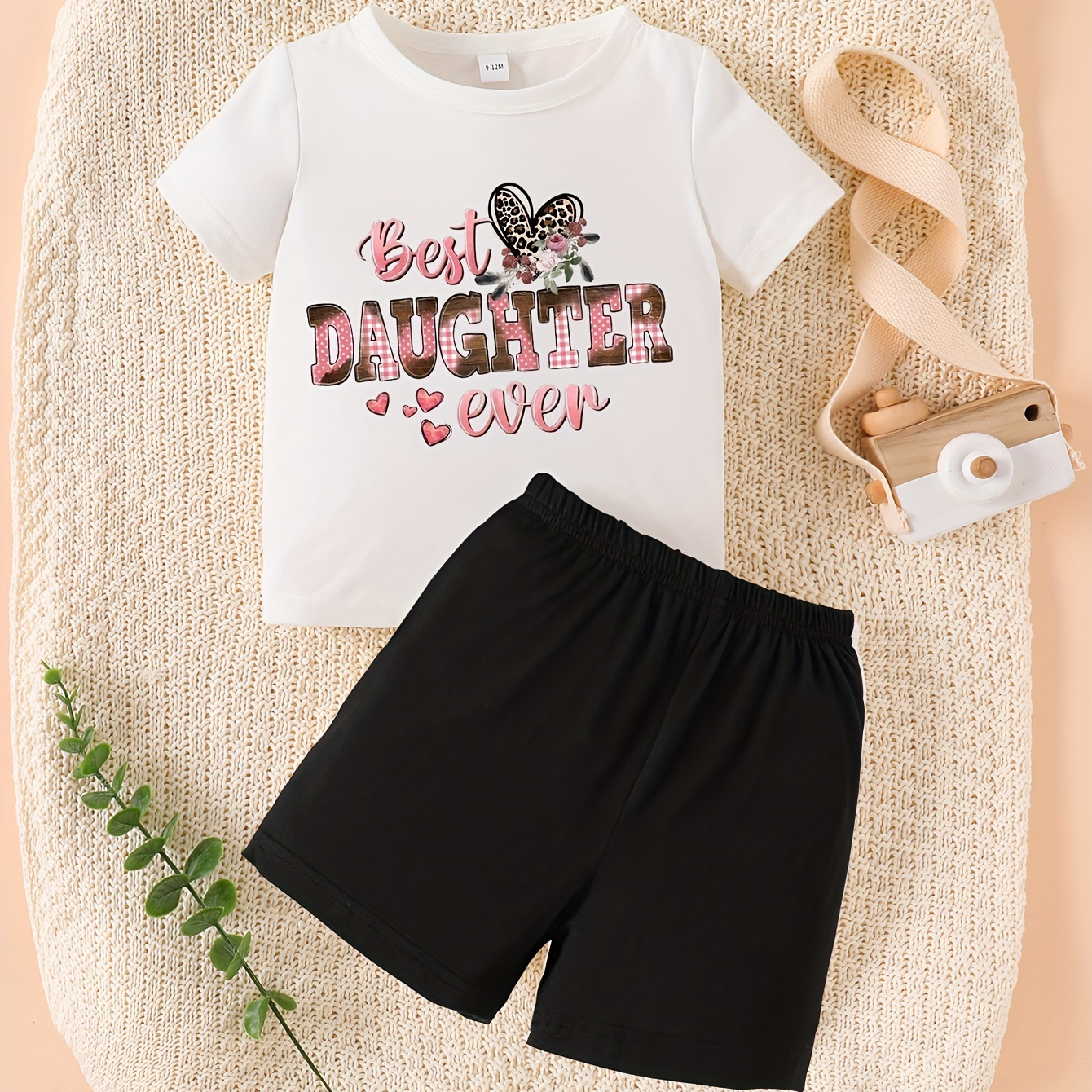 

Best Daughter Ever Printed White T-shirt With Black Shorts Summer Set