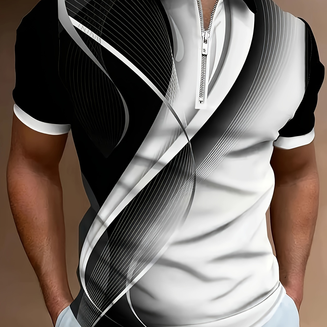 

Men's Colorblock Stripes Print Short Sleeve Golf T-shirt For Summer, Tennis Tees For Males