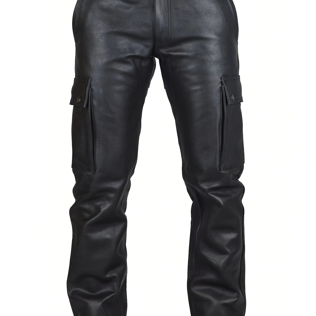 

Men's Leather Pants Casual Straight Leg Motorcycle Leather Pant