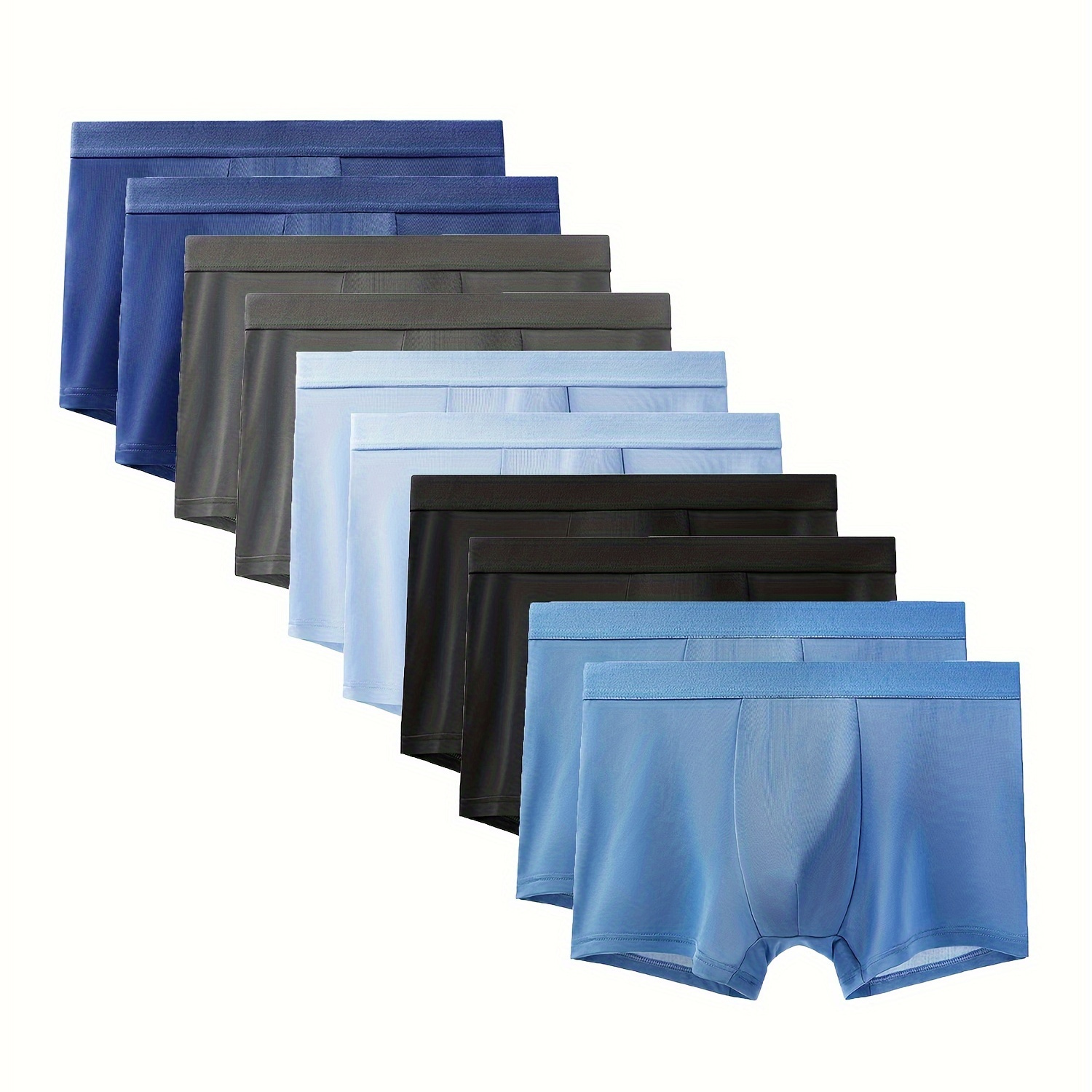 

10pcs Men's Ices Silk Sexy Boxer Briefs, Breathable Comfy Stretchy Boxer Trunks, Sports Shorts, Men's Casual Underwear