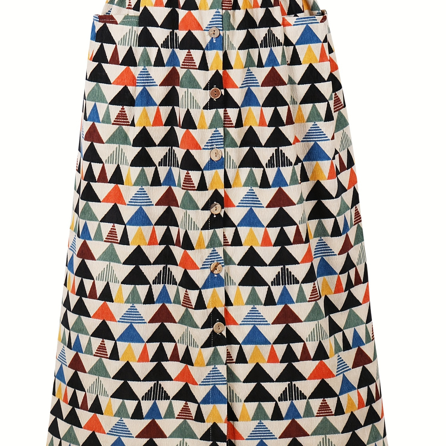 

Print Corduroy Skirt With Pockets - Casual Party Midi For Women, Machine Washable