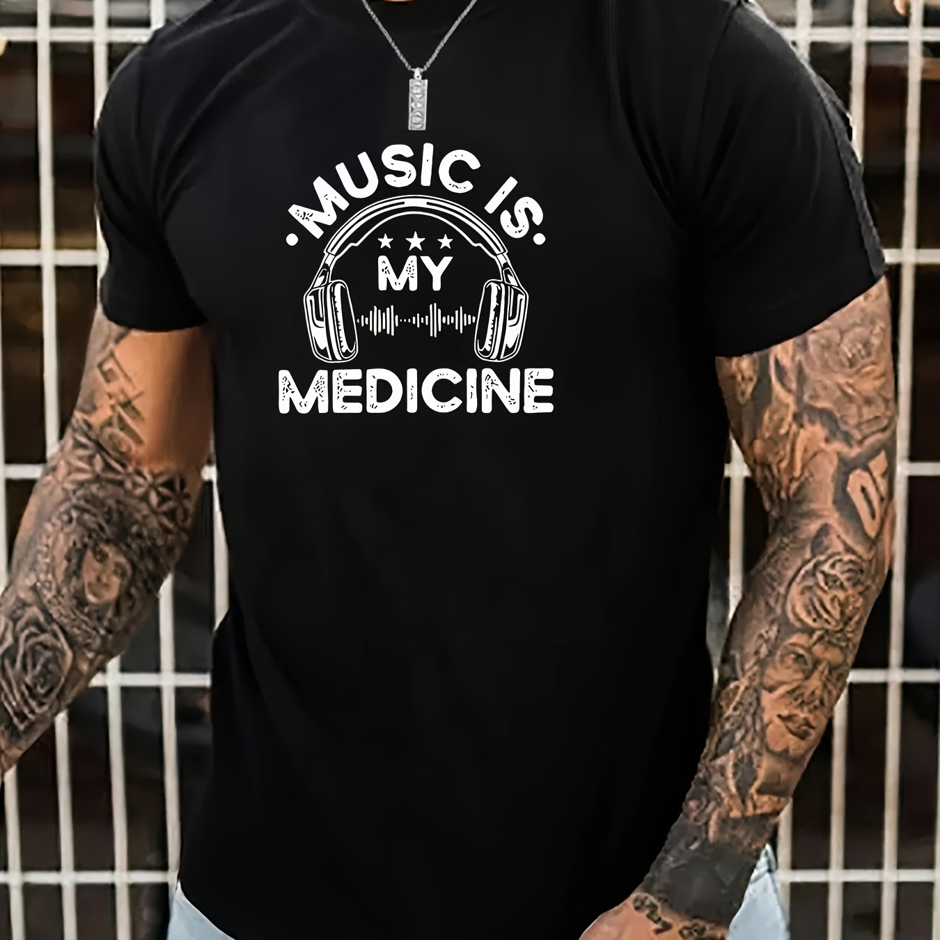 

Men's Casual Fashion T-shirt - Comfy Polyester , Crew Neck, Short Sleeve With Geometric Print - In Black, White, Light Grey, Plus Size