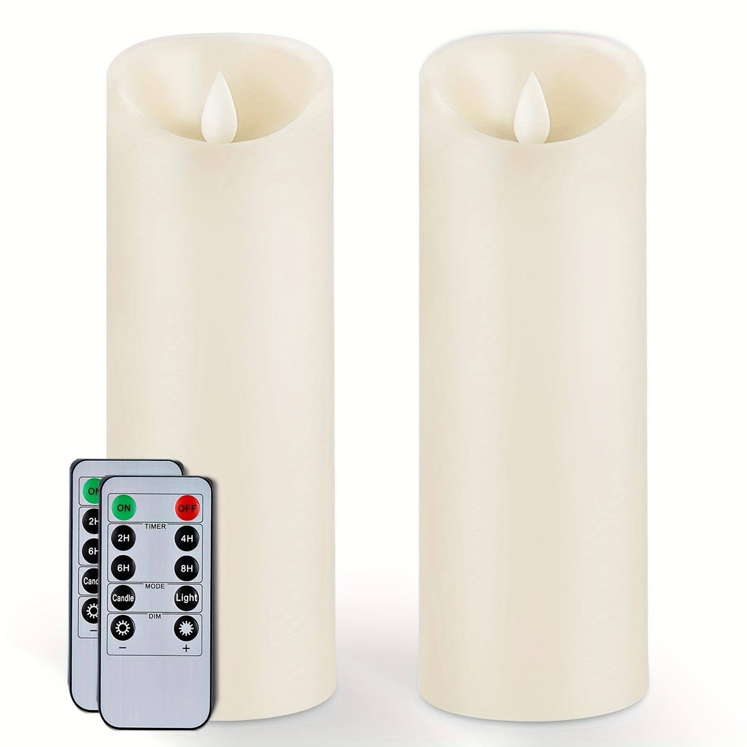 2pcs Ivory Flickering Flameless Candles, Moving Flame, Battery Operated LED Candles With Remote And Timer, For Home Decor, Candle Sconces