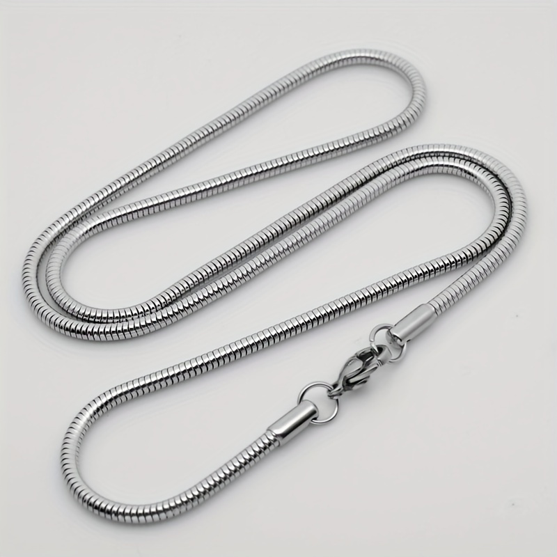 

1pc Titanium Steel Round Snake Bone Necklace Fashion Accessories For Men And Women