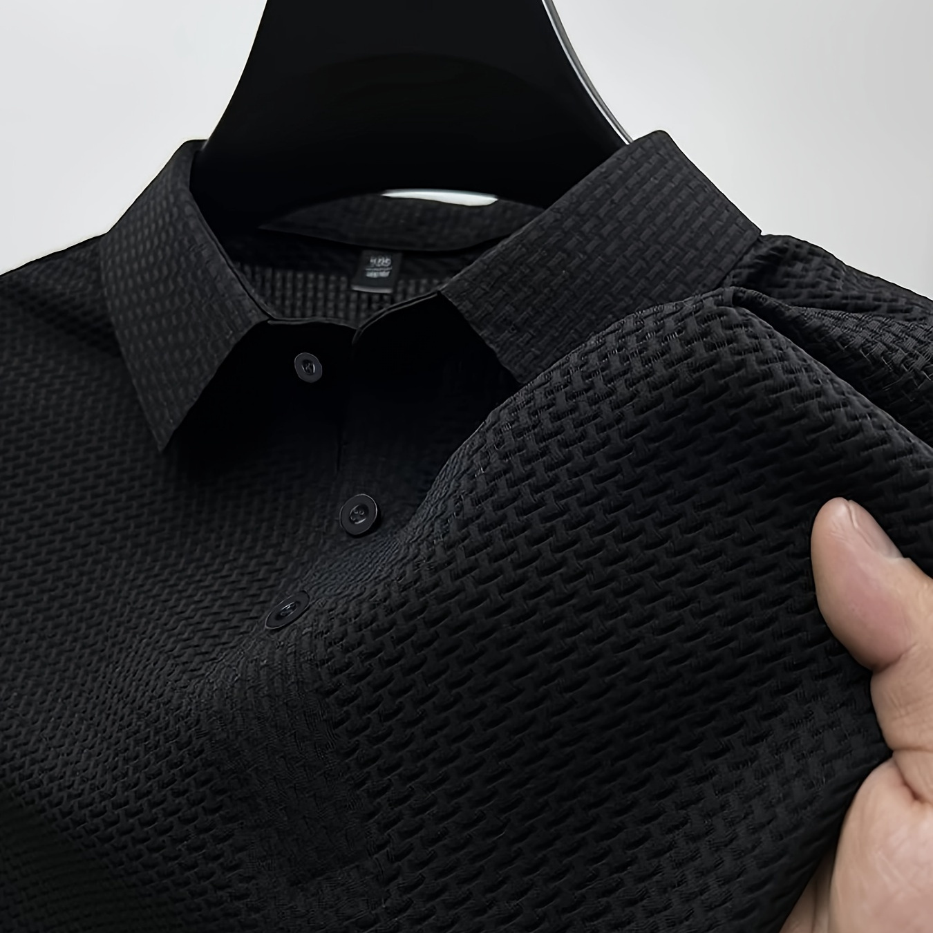 

Mesh Comfy Men's Stretch Solid Short Sleeve Lapel Golf Shirt, Summer Outdoor, Gift For Men