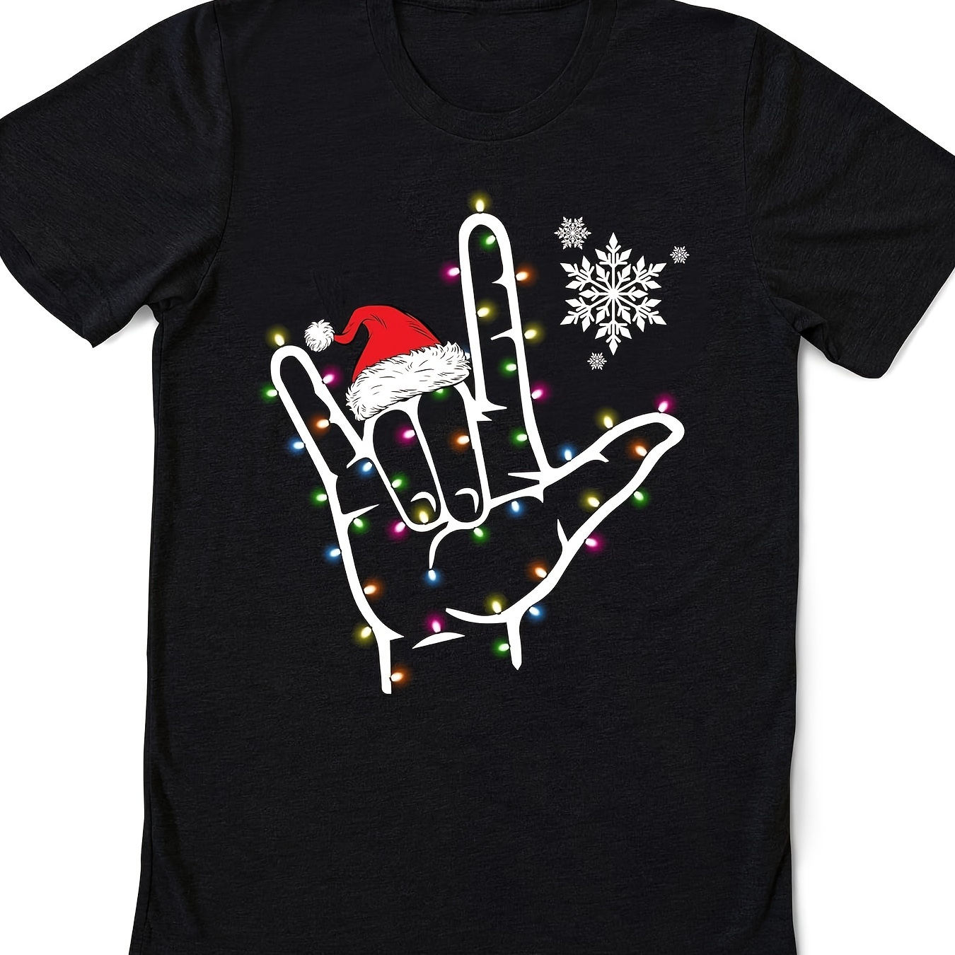 

Santa Hat T-shirt, Asl , Christmas Lights Shirt-220g