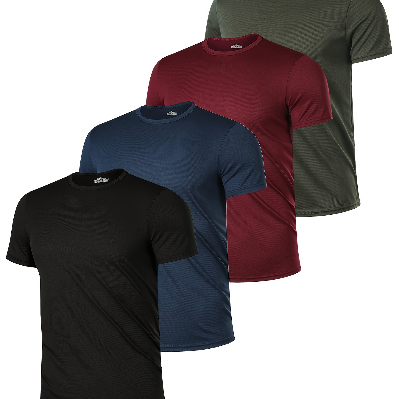 

4pcs Men's Breathable Polyester T-shirts In Solid Colors - Casual Comfortable Short Sleeve Crew Neck Tops For Casual Attire, Ideal For Spring/summer Activities