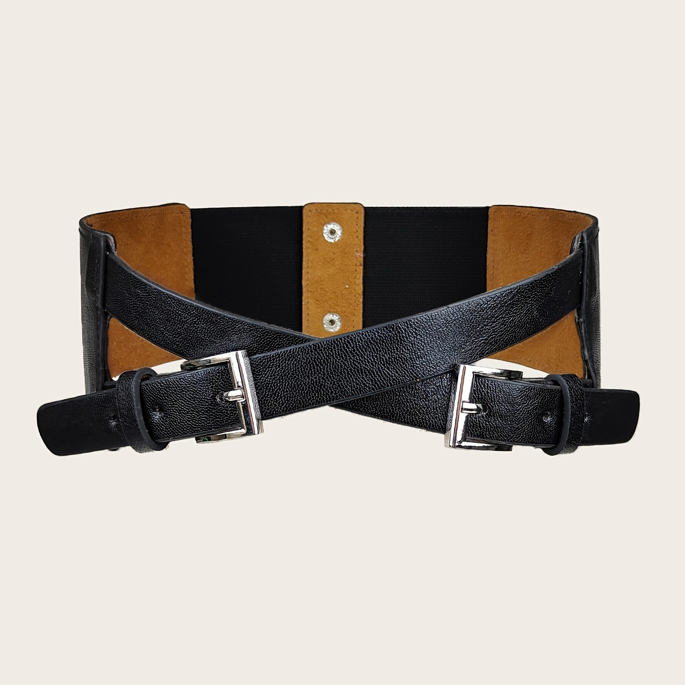 Pu Leather Black Punk Belt Cross Design Women's Belts - Temu Canada