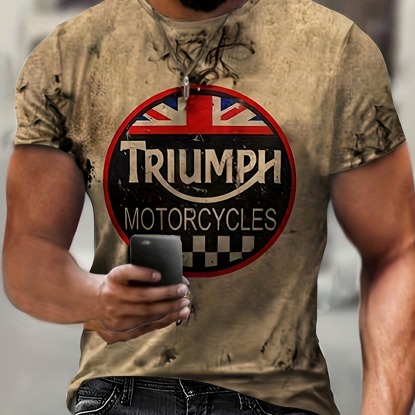 

3d Digital Print Men's Motorcycle T-shirt - Casual, Comfy, And Stretchy Tee For Summer Outdoor Activities