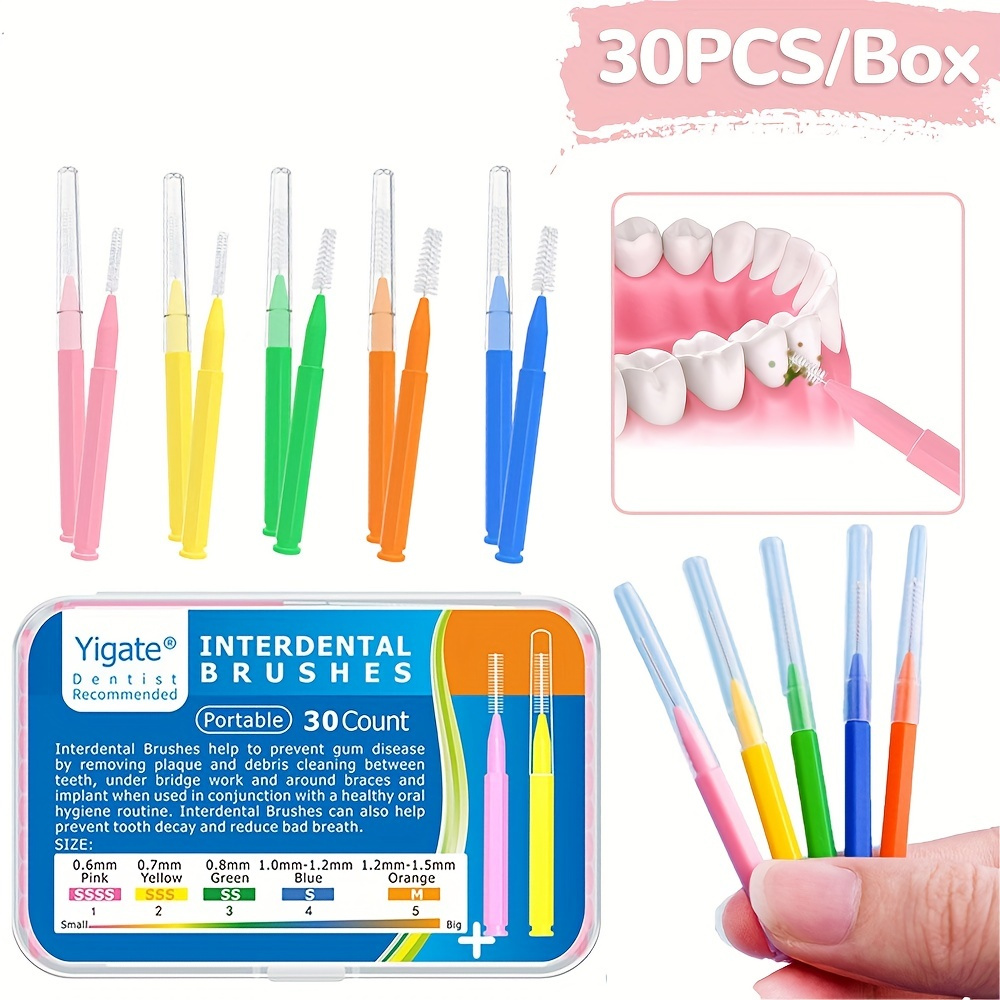  100 Pieces Braces Brush for Cleaner Interdental Brush Toothpick  Dental Flossing Head Oral Hygiene Flosser Tooth Cleaning Tool (Light Blue,  Yellow, Gray, Purple) : Health & Household