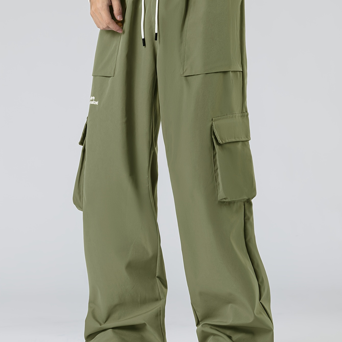 

Men's Relaxed Fit Drawstring Cargo Pants With Pockets, Loose Trendy Overalls